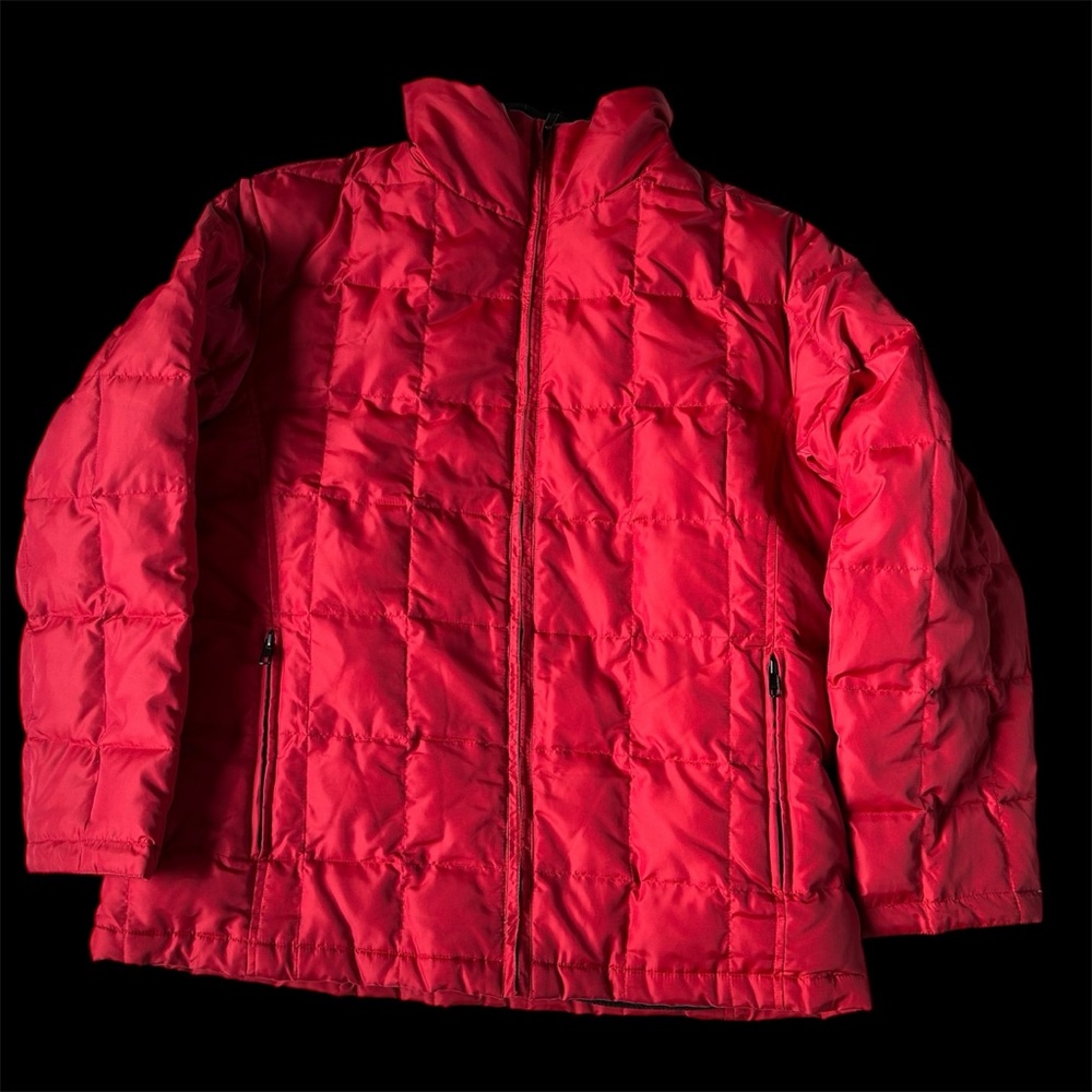 J Percy Sport Red Puffer Jacket Quilted Insulated down Full Zip Winter Coat